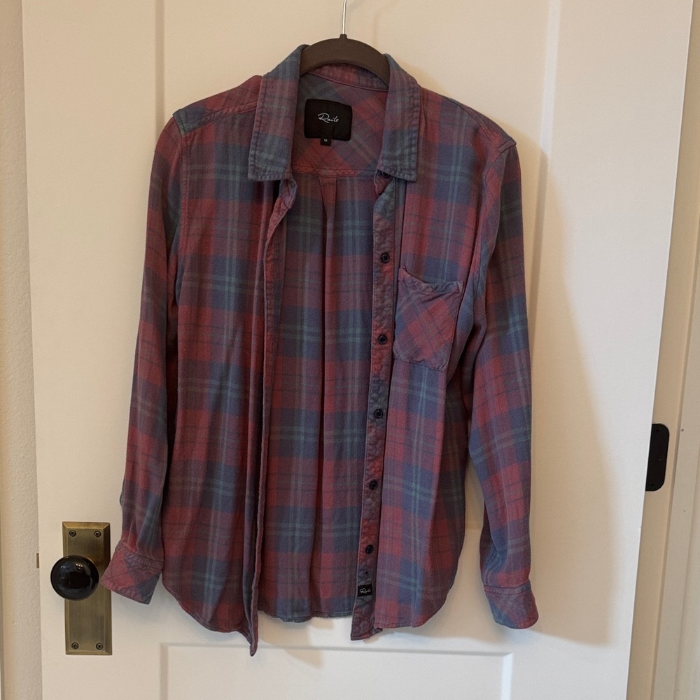 Rails Hunter Rose Blue Clover Plaid flannel shirt